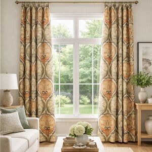 Designer Brunschwig & Fils Mediterranean Drapes 9’ Interlined Pinch Pleat 1